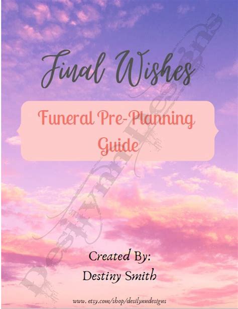 Final Wishes Funeral Pre Planning Guide Estate Planning Death Etsy