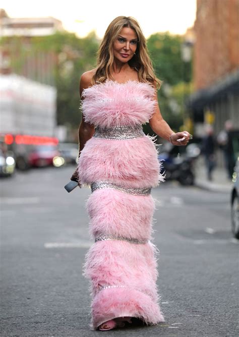 Lizzie Cundy In A Feathered Pink Dress 10062021 • Celebmafia