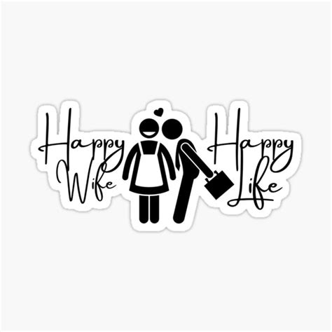 Happy Wife Happy Life Sticker By Tickledpinkart Redbubble