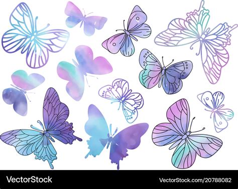 Clip Arts Purple Butterflies Color Royalty Free Vector Image