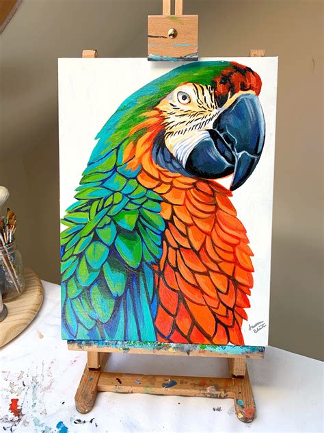 Paintingtutorial Macaw Parrot Painting Nature Art Painting Amazing