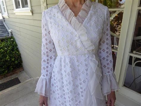 Vintage 1960's emma domb california mod lace dress floral mesh. 1970s Vintage Emma Domb Designer Wedding Dress / Casual ...
