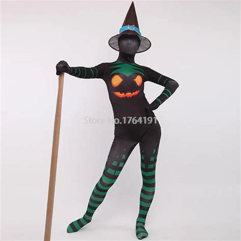 Witch Cosplay Costumes Lycra Spandex Full Body Zentai Bodysuit For Halloween Cosplay Costumes