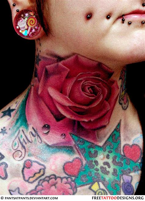 Lets Get Inked Girls Rose Neck Tattoos For Girls