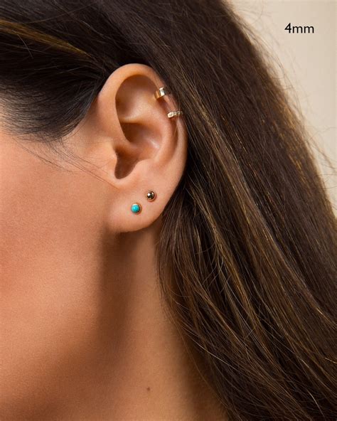 Tiny Turquoise Stud Earrings Turquoise Studs Turquoise Etsy