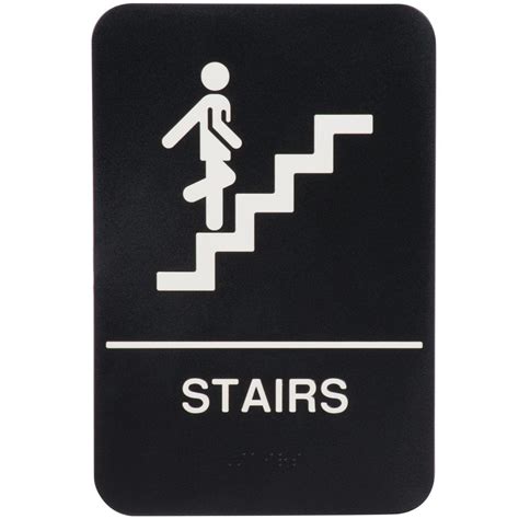 Ada Stairs Sign With Braille Black And White 9 X 6 Stairs Wet
