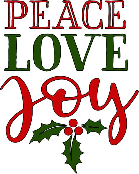 Peace Love Joy Red Rubber Stamp