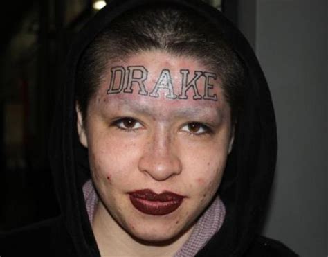 My Spizzot Fan Tattoos Drakes Name On Her Forehead Lmfao