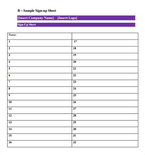 Printable Snack Sign Up Sheet Search Results Calendar 2015