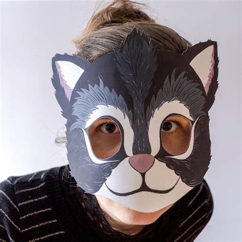 Printable Black Cat Mask 2 Sizes For Kids And Adults Unique Etsy