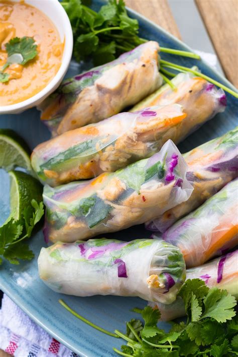 Fresh Spring Rolls Quick And Healthy Recipe With Spicy Asian Chicken