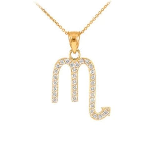 14k Gold Scorpio Zodiac Sign Diamond Pendant Necklace Etsy
