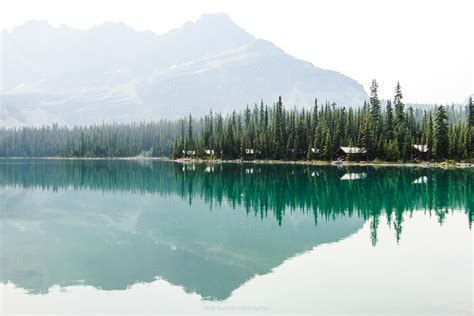 Reflections On A Hazy Day At Lake Ohara British Columbia Canada Oc