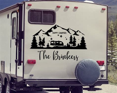 Personalized Rv Decal Last Name Decal For Rv Happy Campers Camper