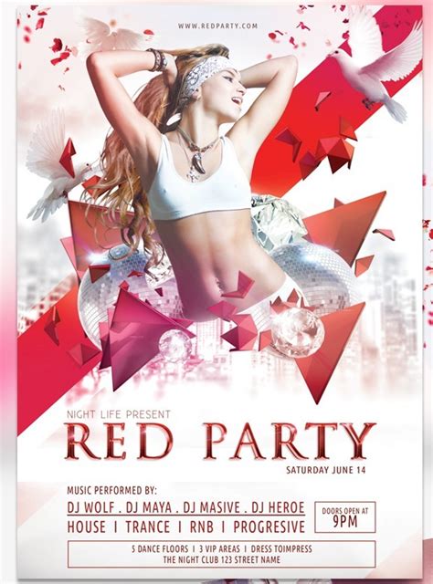 Free Red Party Flyer Template Vector Psd Titanui