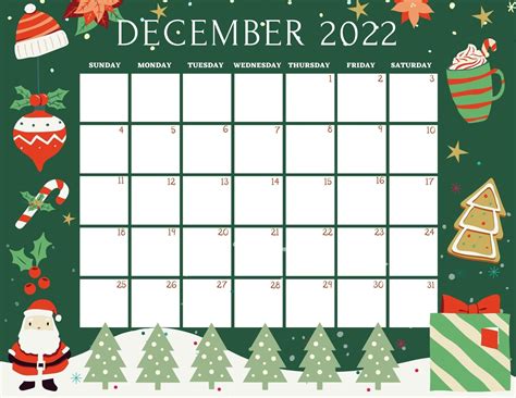 Editable December 2022 Calendar Printable December 2022 Etsy Uk