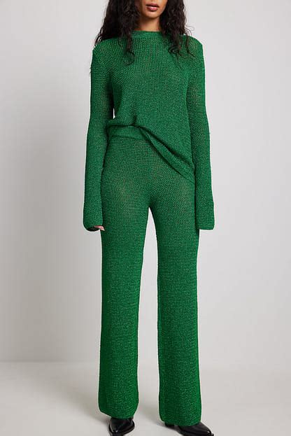 Lurex Knitted Sweater Green Na Kd