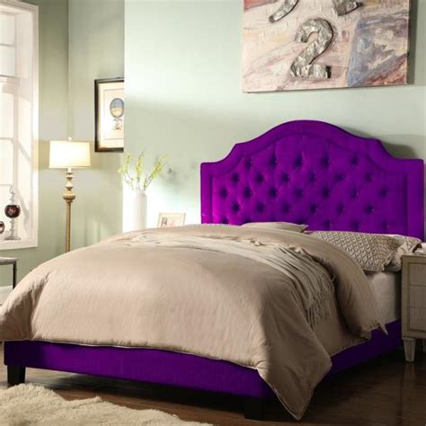 Twin Full Queen King Purple Upholstered Platform Bed Frame Tufted