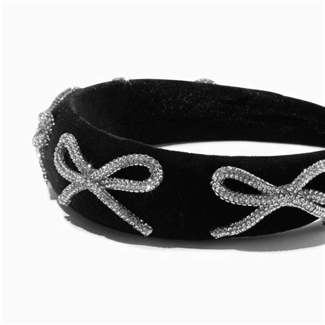 Black Bow Embellished Puffy Headband Claires Us