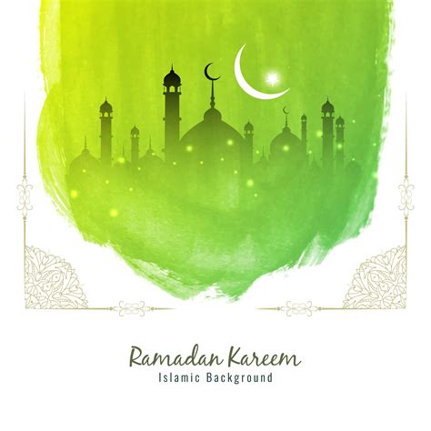 Abstract Ramadan Kareem Green Watercolor Background 240917 Vector Art