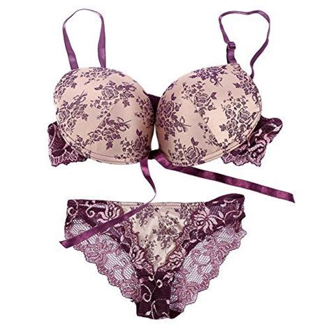ROPALIA Sexy Womens Lace Floral Printed Underwear Padded Push Up Bra