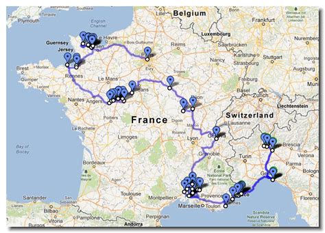 Driving Map Of France With Distances Map Of World
