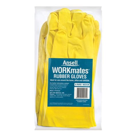 Ansell Workmates Rubber Gloves 6pk Vileda Australia