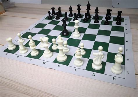 Professional Tournament Chess Set 51x51cm Green White Board Fide