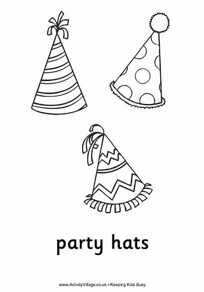 Hats Party Colouring Birthday Coloring Pages Happy