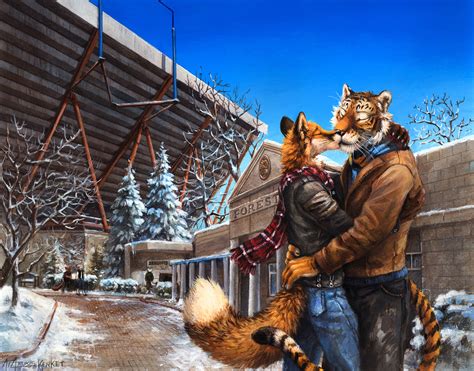 Furrybooru 2015 Anthro Black Fur Black Stripes Brown Fur Building