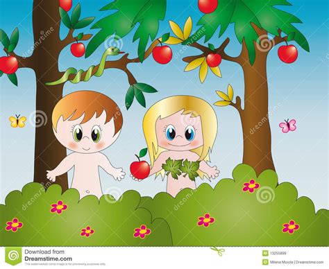 Adam And Eve Illustration Of Adam And Eve In The Garden Of Eden
