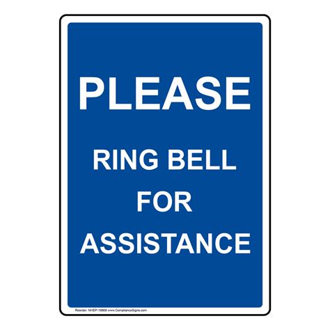 Portrait Please Ring Bell For Assistance Sign Nhep 19868