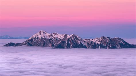 3840x2160 Mountain Peaks Fog And Pink Clouds 4k Wallpaper Hd Nature 4k
