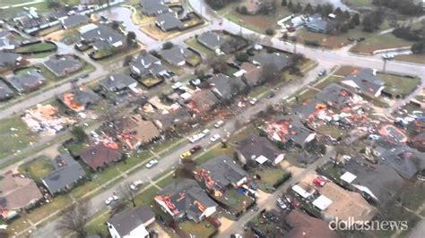 Raw Video Aerial View Of Garland Rowlett Tornado Damage Youtube