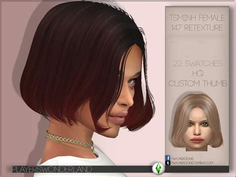 Tsminh 147 Hair Retextured By Playerswonderland The Sims Resource