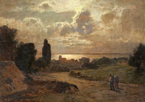 Louis Douzette Landscape With A Sunset Romanticism Paintings