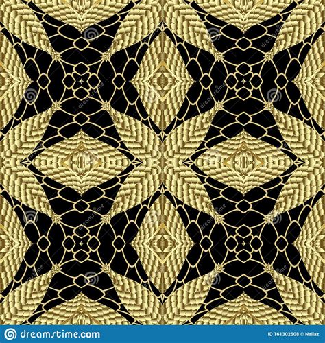 Gold Textured Abstract Vector Seamless Pattern Tribal Ornamental Lace