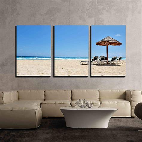 Wall26 3 Piece Canvas Wall Art A Beach Chair And Umbrella On A