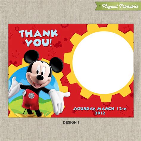 Disney Mickey Mouse Clubhouse Printable Birthday Thank You Cards