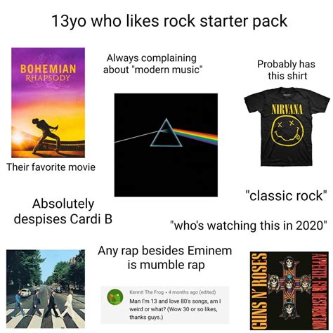 13 Year Old Who Likes Rock Starter Pack Starterpacks