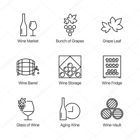 Outline Linear Stroke Thin Line Wine Icons Stock Vector By ©dream