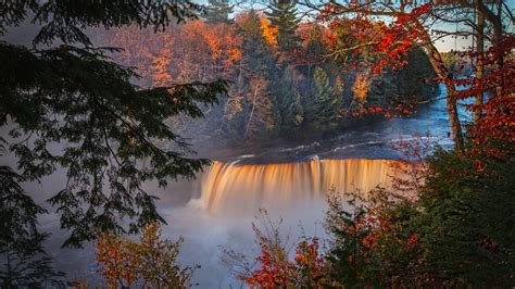 2560x1440 Autumn Waterfall Forest Fall 5k 1440p Resolution Hd 4k