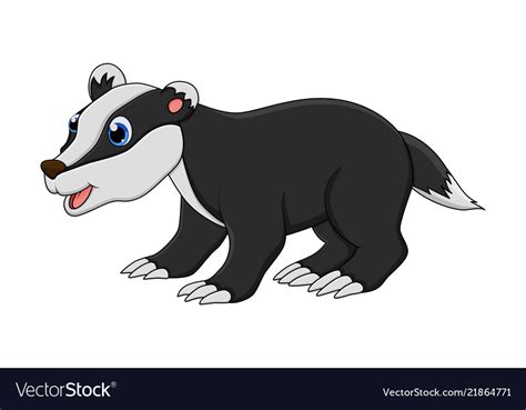 Cartoon Badger Animal Isolated On White Background