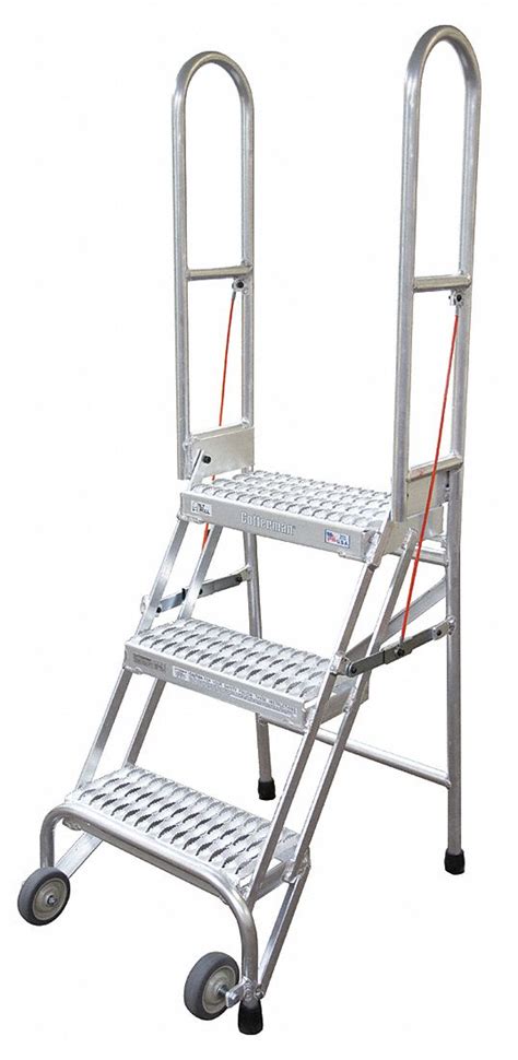 Cotterman 3 Step Folding Rolling Ladder Serrated Step Tread 60 In