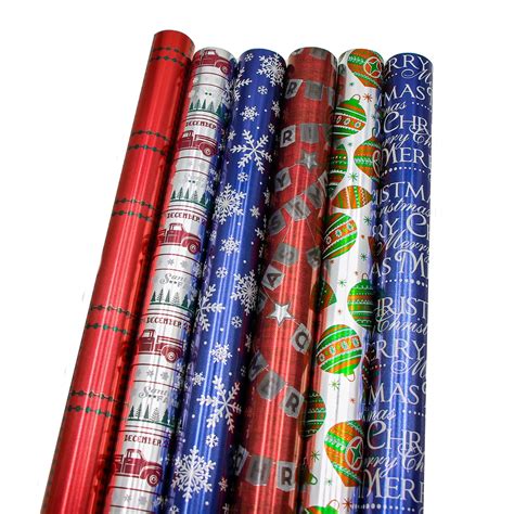 Bundle Of 6 Rolls Of 30 Premium Foil Traditional Merry Christmas