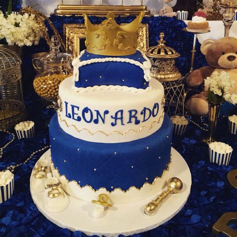 If you are looking for a baby shower cake that is beautiful and sophisticated, this may be the cake for you. Royal prince baby shower cake. Baby Leonardo. Royal Theme ...