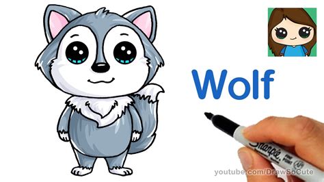 Greeting card with cute and character vector. How to Draw a Cartoon Wolf easy - YouTube