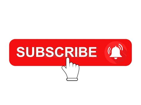 Subscribe Red Button And Hand Cursor Notification Bells Isolated