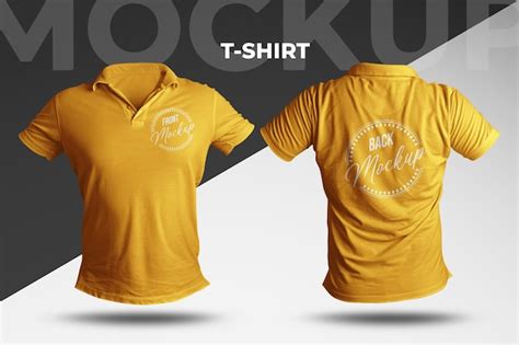 Premium Photo Mockup Of A Blank Royal Yellow Tshirt Front And Back