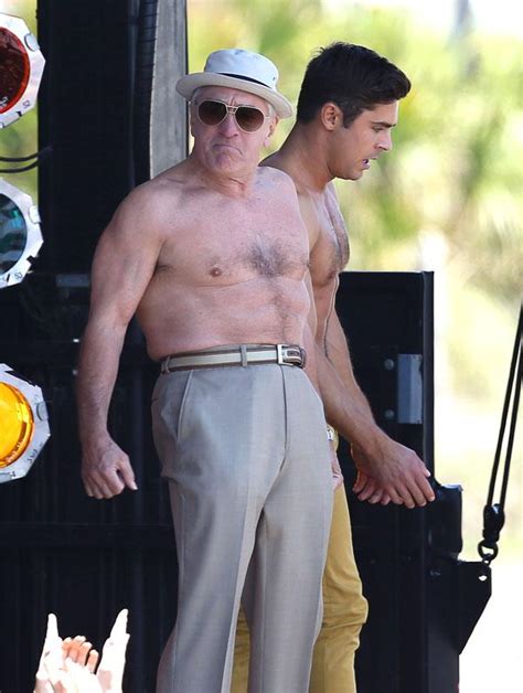 Hot At Any Age Shirtless Zac Efron Robert De Niro Flex Their Muscles On The Set Of